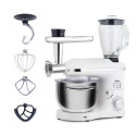 Mixer cu bol de 6L din inox, 1500W, cu tocător și blender, Alb