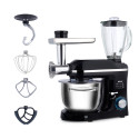 Mixer cu bol de 6L din inox, 1500W, cu tocător și blender, Negru