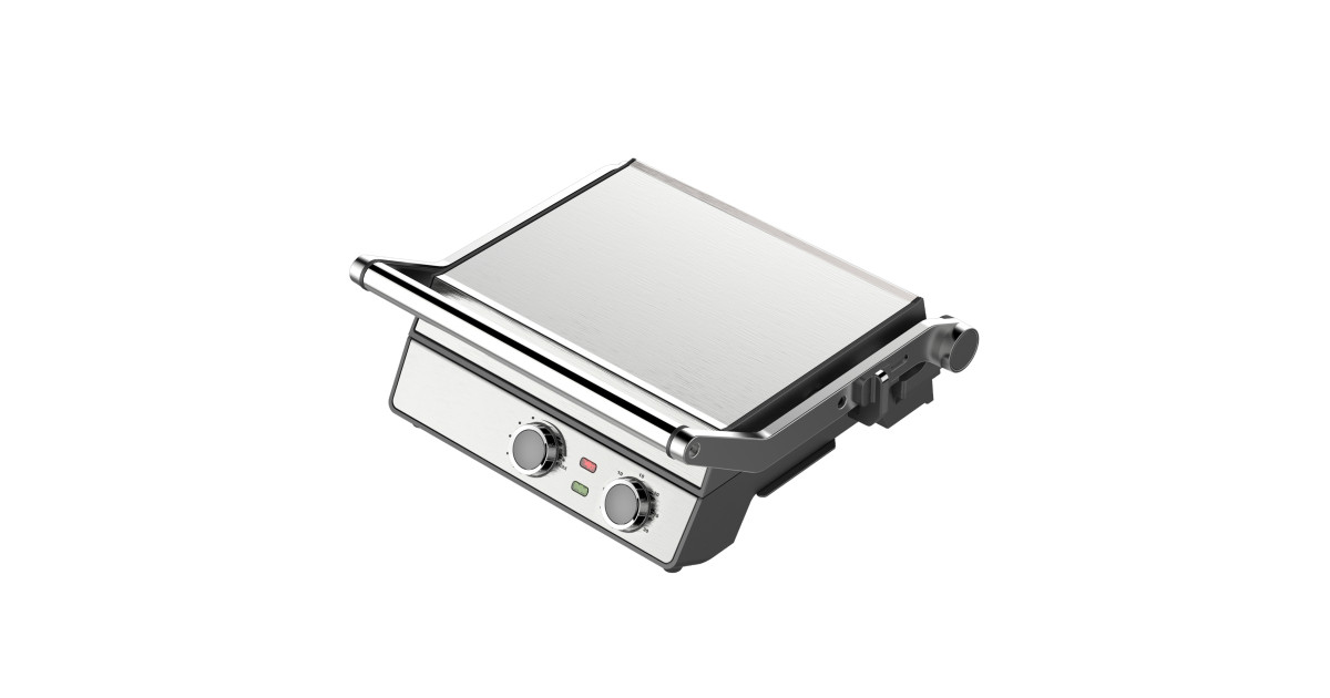 Sandwich maker, Biovita PANINI-MAX, 2200W putere, carcasa inox, ajustarea timpului si a temperaturii, mare