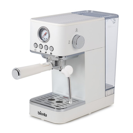 Espressor Biovita ROYAL, 1200W, 1.7L, 20 bari, carcasă inox, spumare, Alb Ivory