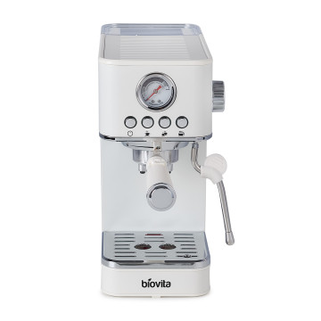 Espressor Biovita ROYAL, 1200W, 1.7L, 20 bari, carcasă inox, spumare, Alb Ivory