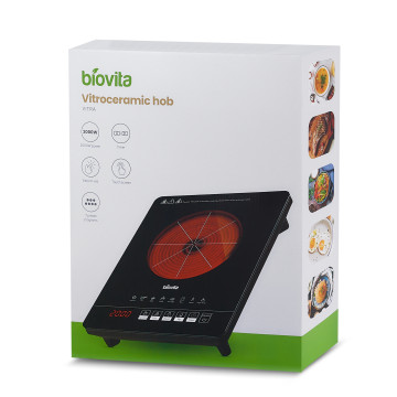 Plită vitroceramică Biovita VITRA, 2000W, 8 programe, afișaj tactil, timer