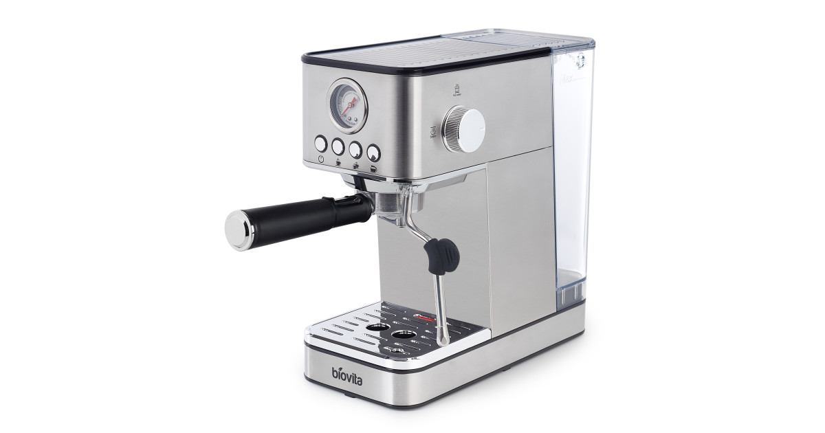 Espressor Biovita ROYAL, 1200W, 1.7L, 20 bari, carcasă inox, spumare, Argintiu, Componente