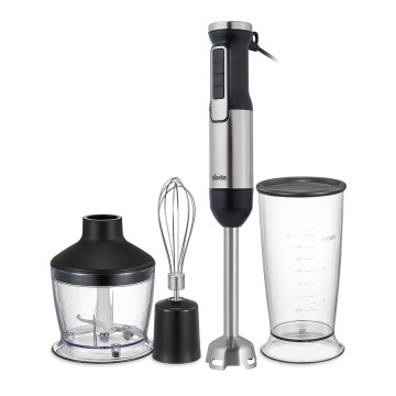 Blender de mână cu accesorii, BIovita BLENDY, viteză reglabilă, design compact, 800W, 3 accesorii incluse