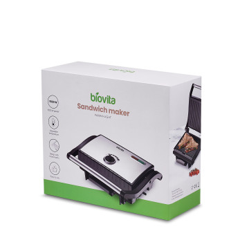 Sandwich maker, Biovita PANINI-LIGHT, 1500W putere, temperatură ajustabilă, cutie