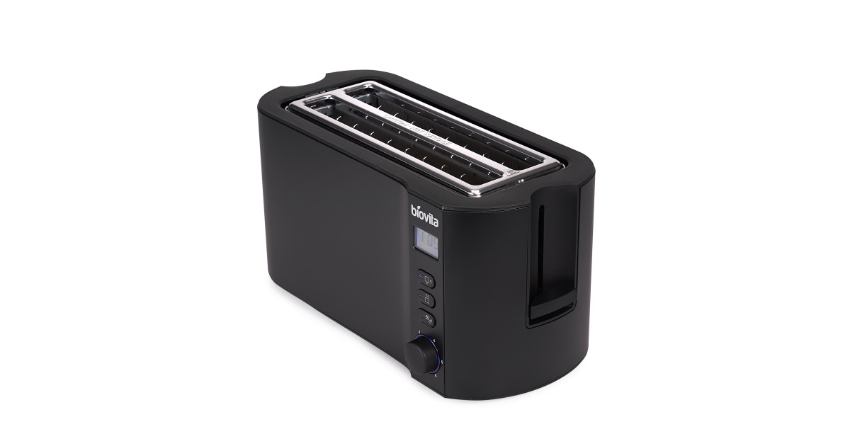 Prajitor de pâine cu carcasă din inox, 1500W, Biovita ELITE-4, negru