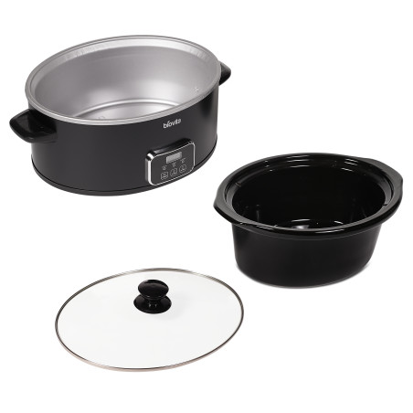 Slow cooker BUENO, 230W, 5.6L, vas ceramic, control timp și temperatură, componente