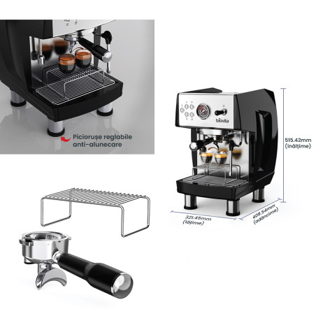 Espressor profesional, Biovita MAESTRO, 20 bari, rezervor de 3.8L, 3550W, pompă Ulka