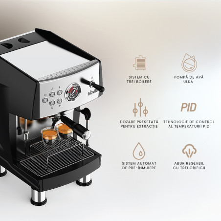 Espressor profesional, Biovita MAESTRO, 20 bari, rezervor de 3.8L, 3550W, pompă Ulka