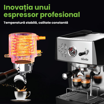 Espressor profesional, Biovita MAESTRO, 20 bari, rezervor de 3.8L, 3550W, pompă Ulka