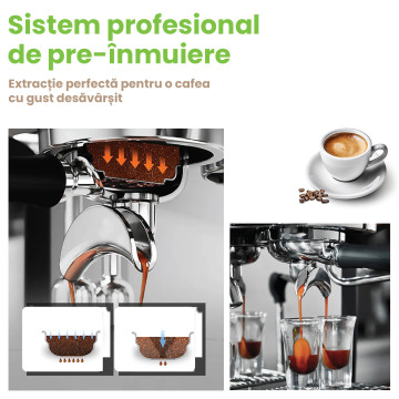 Espressor profesional, Biovita MAESTRO, 20 bari, rezervor de 3.8L, 3550W, pompă Ulka